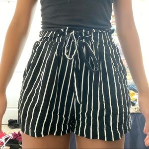 black and white striped shorts